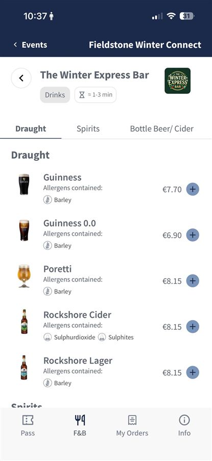 Event app bar menu